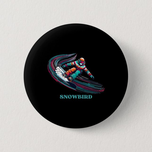 Snowbird Utah Snowboarden Button (Vorderseite)
