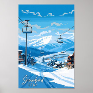 Snowbird Utah USA Vintage Reise Illustration Poster