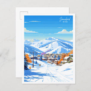 Snowbird Utah Vintage Reise Illustration Postkarte