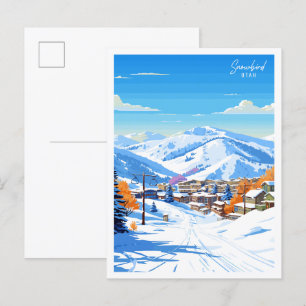 Snowbird Utah Vintage-Reiseillustration Postkarte