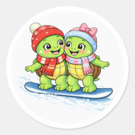Snowboard-Abenteuer Runder Aufkleber