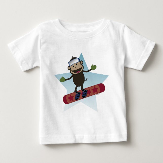 Snowboard-Affe-Säuglingst-stück Baby T-shirt (Vorderseite)
