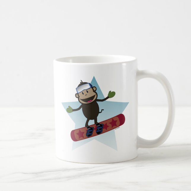 Snowboard-Affe-Tasse Kaffeetasse (Rechts)