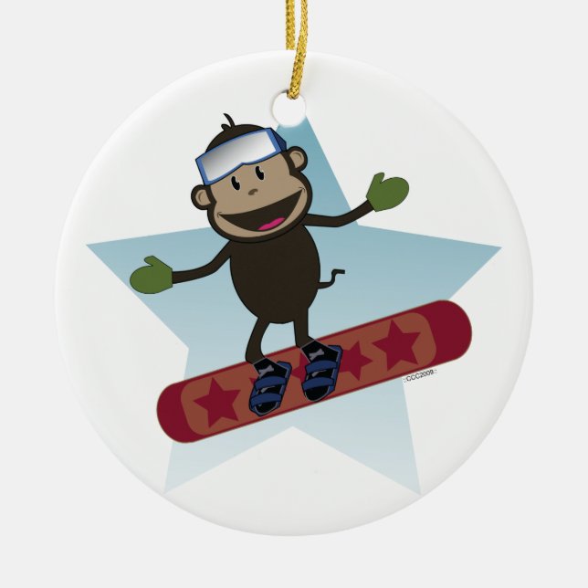 Snowboard-Affeverzierung Keramik Ornament (Vorne)