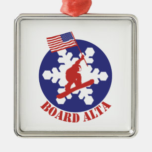 Snowboard Alta Silbernes Ornament