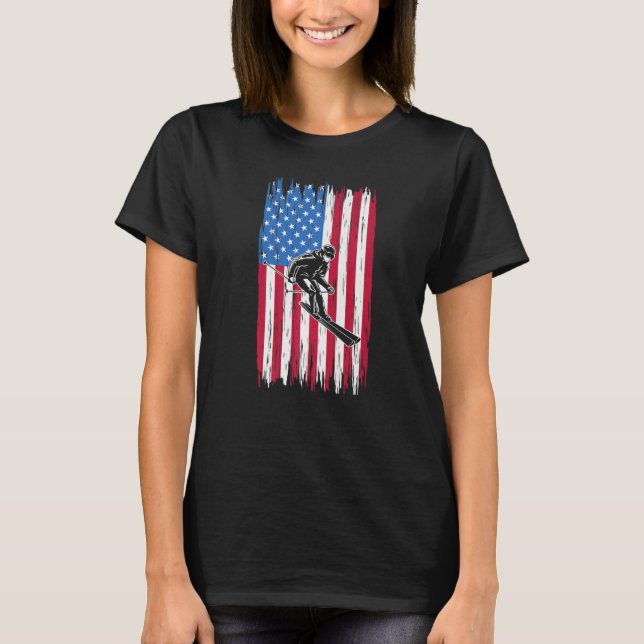 Snowboard American Flag Patriotic Snowboard Snowbo T-Shirt (Vorderseite)