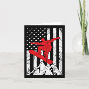 Snowboard American Flag Patriotic Snowboarding Win Karte