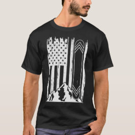 Snowboard American Flag Skifahren T-Shirt