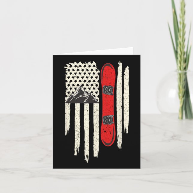 Snowboard American Flag Winter Sports Alpine Snowb Karte (Vorderseite)