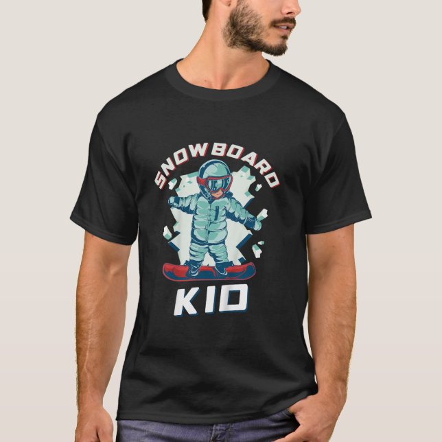 Snowboard Apparel Kids Unisex 2T Black Cartoon Sno T-Shirt (Vorderseite)