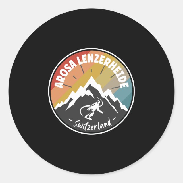 Snowboard Arosa Lenzerheide Schweiz Runder Aufkleber (Vorderseite)