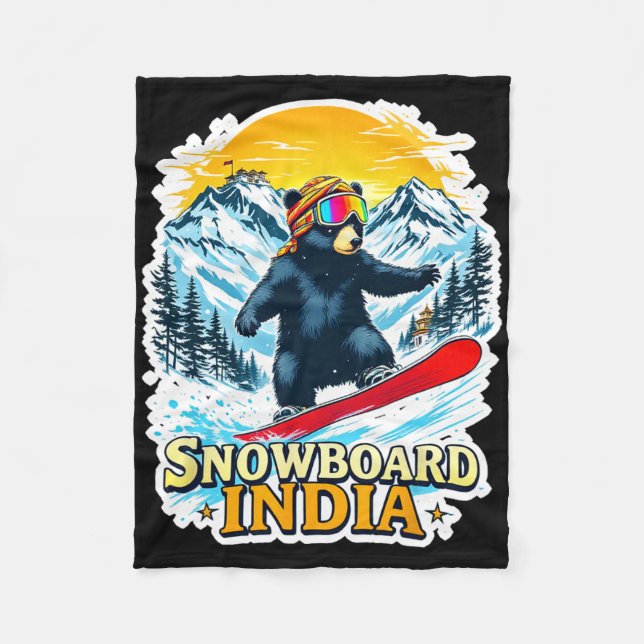 Snowboard-Bär im Landschaftlichen Indien Fleecedecke (Vorderseite)