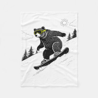 Snowboard-Bär, Lustiger Wintersport, Skilift, Spaß Fleecedecke