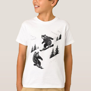 Snowboard Bären, Lustiger Wintersport, Skilift, Fu T-Shirt