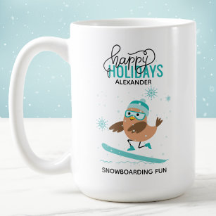 Snowboard Bird Wintersport Personalisiert Kaffeetasse