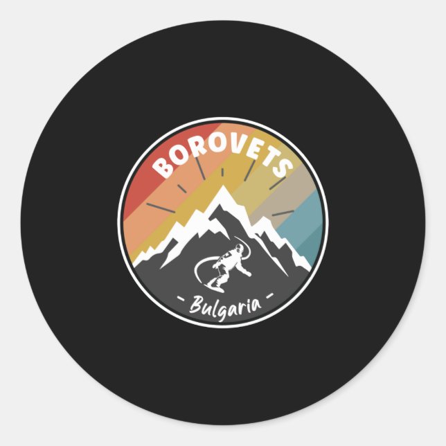 Snowboard Borovets Runder Aufkleber (Vorderseite)