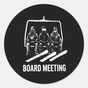 Snowboard Brett Meeting Ski Lift Skifahrer Winters Runder Aufkleber