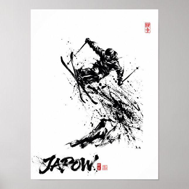 Snowboard Brush Art - Skier Jump Poster (Vorne)