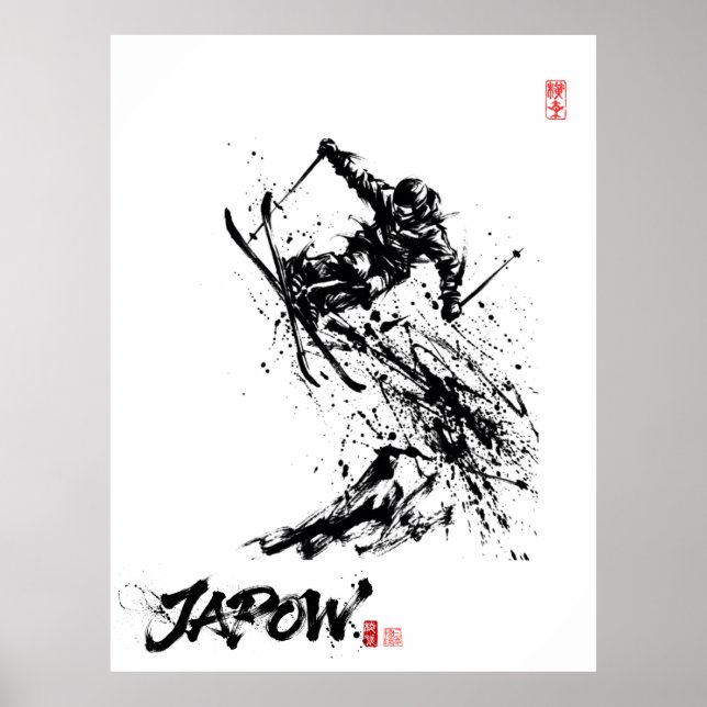 Snowboard Brush Art - Skier Jump Poster (Vorne)