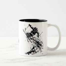 Snowboard Brush Art - Skier Jump Zweifarbige Tasse
