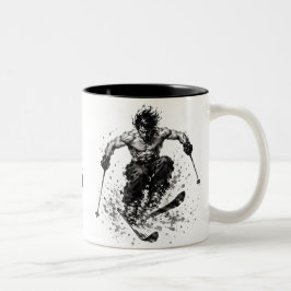 Snowboard Brush Art - Skier Samurai Musashi Zweifarbige Tasse