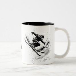 Snowboard Brush Art - Skier Slush Powder Zweifarbige Tasse