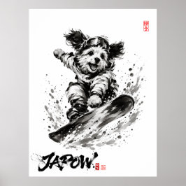 Snowboard Brush Art - Snowboarder Dog ポスター Poster