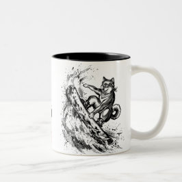 Snowboard Brush Art - Snowboarder Dog Shiba Inu Zweifarbige Tasse