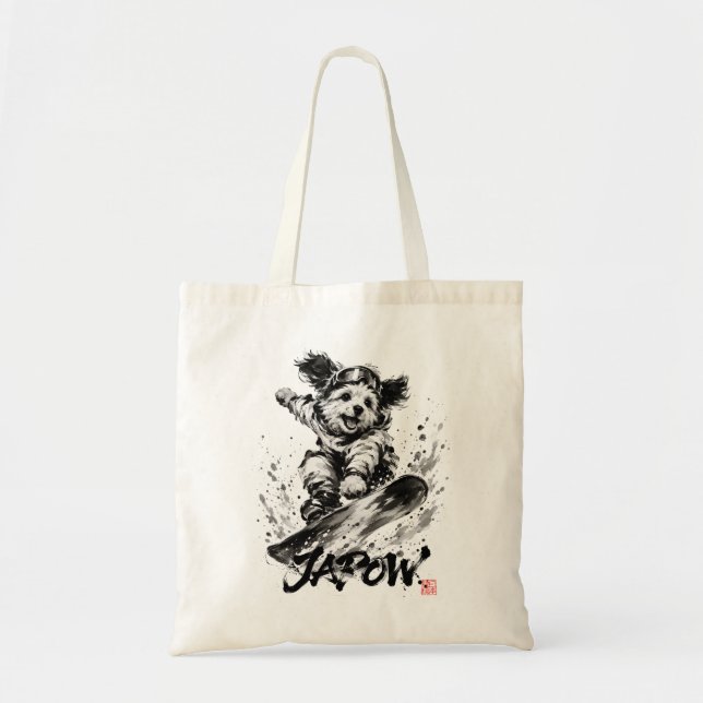 Snowboard Brush Art - Snowboarder Dog Tragetasche (Vorne)