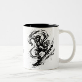 Snowboard Brush Art - Snowboarder Fujin God Zweifarbige Tasse
