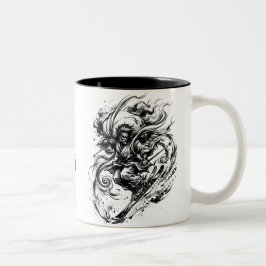 Snowboard Brush Art - Snowboarder Fujin God Zweifarbige Tasse
