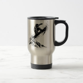 Snowboard Brush Art - Snowboarder Grab Jump Reisebecher