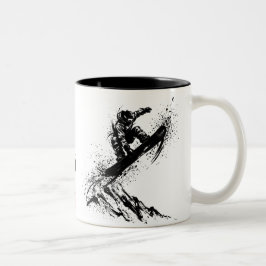 Snowboard Brush Art - Snowboarder Grab Jump Zweifarbige Tasse