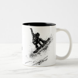Snowboard Brush Art - Snowboarder Jump Zweifarbige Tasse
