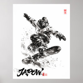 Snowboard Brush Art - Snowboarder light Poster