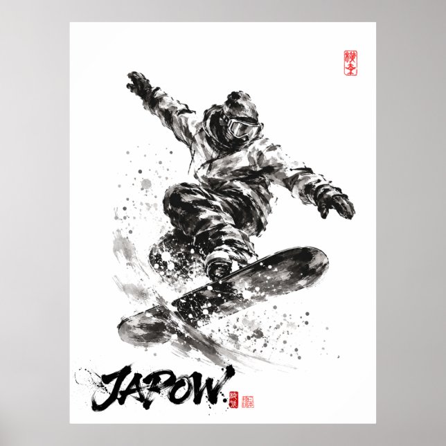 Snowboard Brush Art - Snowboarder light Poster (Vorne)