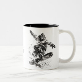 Snowboard Brush Art - Snowboarder Light Zweifarbige Tasse