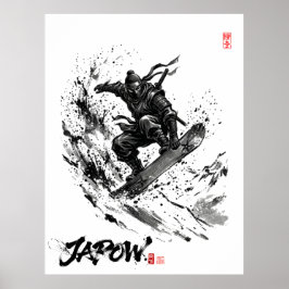 Snowboard Brush Art - Snowboarder Ninja Poster
