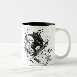 Snowboard Brush Art - Snowboarder Ninja Zweifarbige Tasse