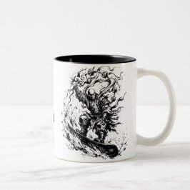 Snowboard Brush Art - Snowboarder Raijin God Zweifarbige Tasse