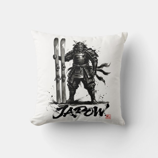 Snowboard Brush Art - Standing Samurai Ski Kissen (Vorderseite)