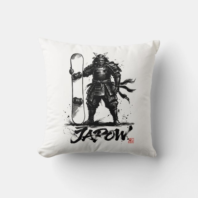 Snowboard Brush Art - Standing Samurai snowboard  Kissen (Vorderseite)