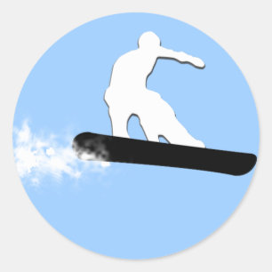 Snowboard. Einfach. Runder Aufkleber