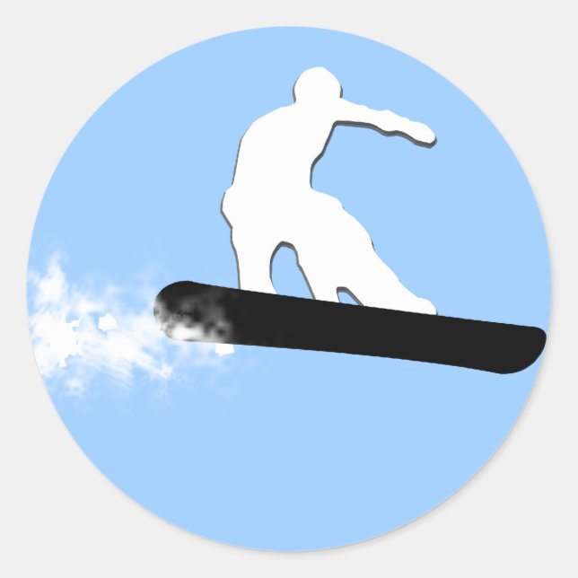 Snowboard. Einfach. Runder Aufkleber (Vorderseite)