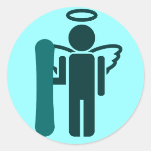 Snowboard-Engel Runder Aufkleber