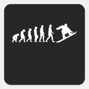 Snowboard Evolution Snowboarden Geschenk Quadratischer Aufkleber