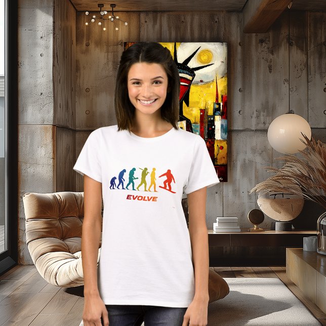 Snowboard-Evolutions-Silhouette-Sprung-Design T-Shirt (Von Creator hochgeladen)