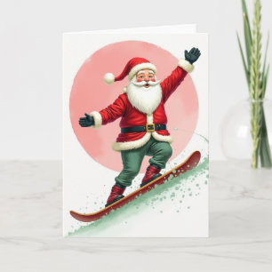 Snowboard fahrender Weihnachtsmann Karte