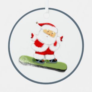 Snowboard fahrender Weihnachtsmann Ornament Aus Metall