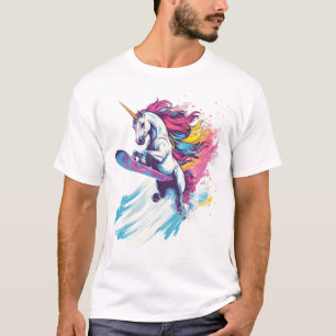Snowboard fahrendes Einhorn (1) T-Shirt